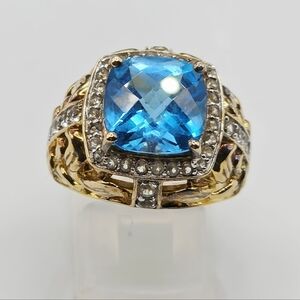 Victoria Wieck Blue And White Topaz Ring